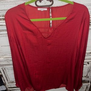 NWOT Maurice’s red silky looking long sleeve blouse cute 100 polyester size 2